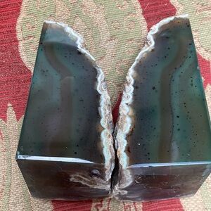 Brazilian Agate Geode green bookends set of 2
